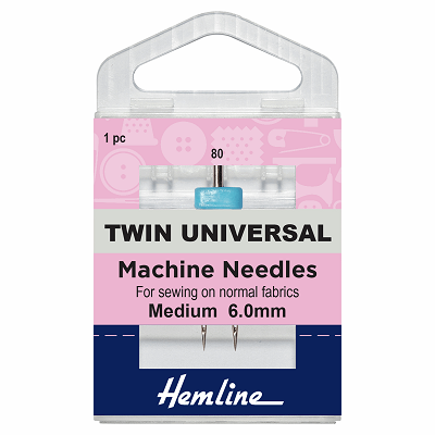 H110.60 Sewing Machine Needles: Twin Universal: 100/16, 6mm: 1 Piece.. 